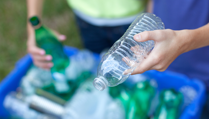 Bottle in recycling bin